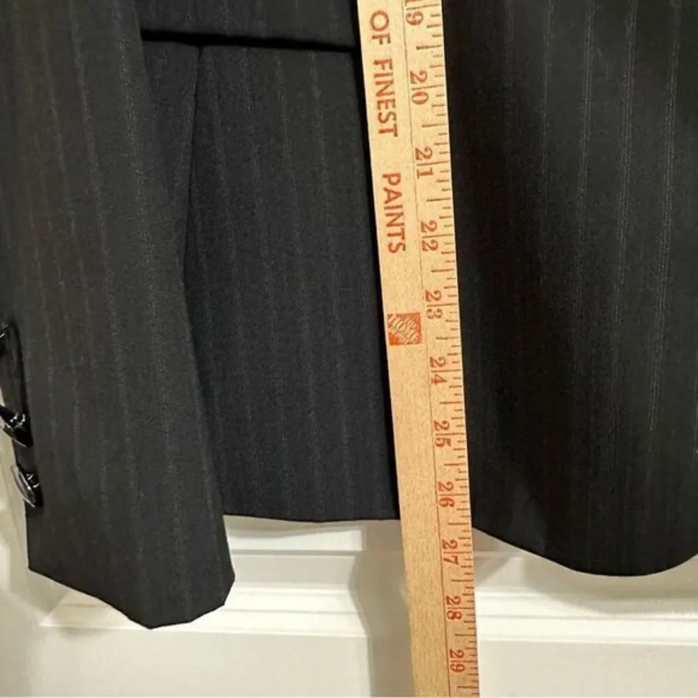 ANTONIO MELANI PINSTRIPE 2 BUTTON‎ LONG BLAZER BLACK CAREERWEAR 6